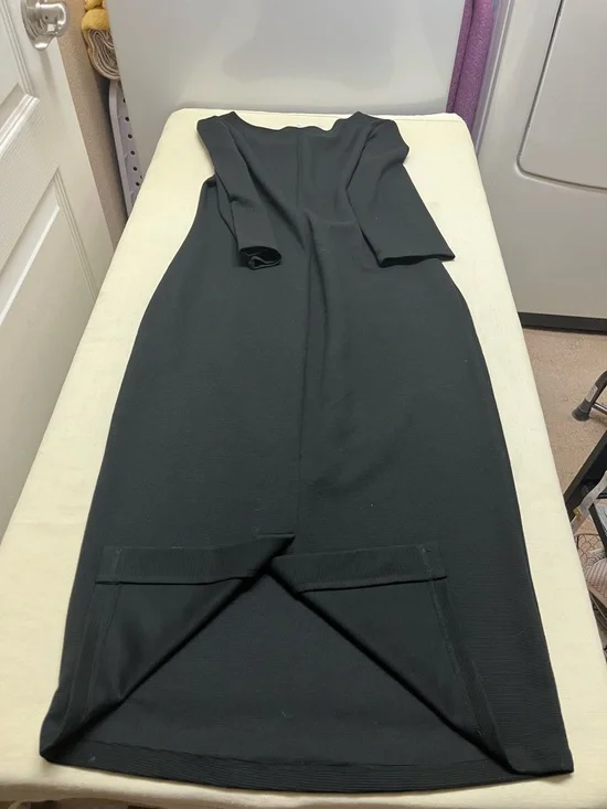 BB Dakota L black 3/4 sleeve thick rib midi dress - Picture 7 of 11